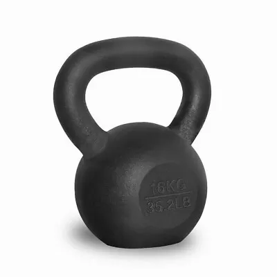 16kg Cast Iron Kettlebell Weight Exercise Strength Training Dumbbell Gym Black • $79.99