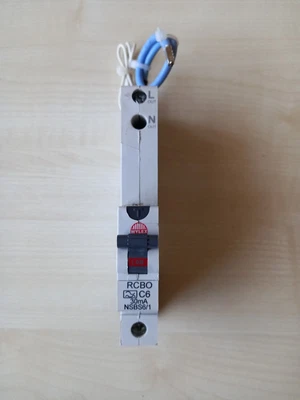 WYLEX NSBS6/1 C6; Type C 6Amp RCBO 230V 30mA (AC And Pulsating DC Sensitive) • £10