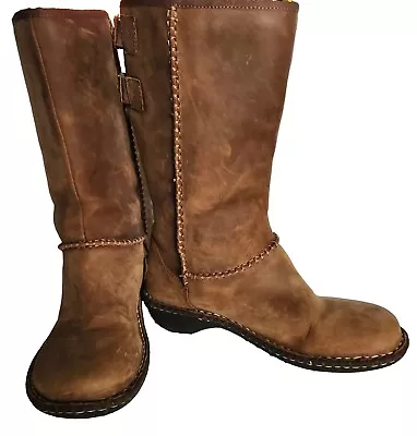 UGG Haywell Boost Size 6 Brown Leather Boot W/calf Stretch Style 1001893 • $30.99