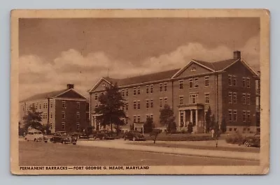 Postcard Barracks Fort George G. Meade Maryland C1945 Vintage Cars • $4.99