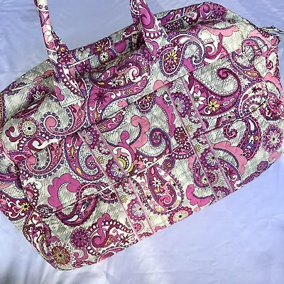 Vera Bradley Pink Paisley Meets Plaid Large Quilted Weekender Duffle Bag • $30.99