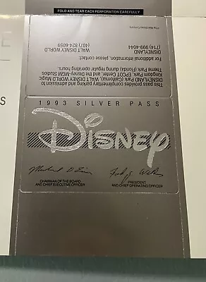 1993 Disney SILVER PASS All Acess Disneyland Magic Kingdom Epcot Attached ￼￼RARE • $34.19