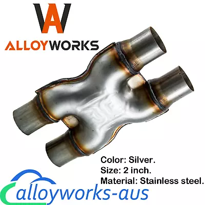 Stainless Steel Muffler Exhaust Tip Durable Dual 2  Out Car Crossover X-Pipe.AUS • $45.99