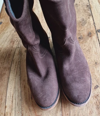 £65 • Buy Sancho Boots Women's 4 Uk Dark Brown Leather Hand Made Cowboy 