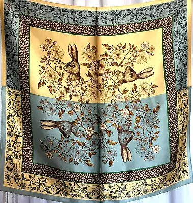 26 X26 Peter Bunny Print Pure Mulberry Satin Silk 12momme Scarf 65x65cm • £15.43