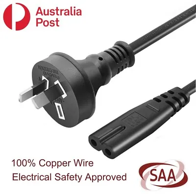 $9.95 • Buy SAA Approved Power Cable 2 Pin Figure 8 Australian Plug To IEC-C7 Socket 1.5M