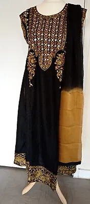 Linen Long Dress Maxi Style 3 Piece Suite Pakistani Style L Size • £21.99
