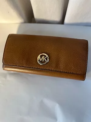 Michael Kors Fulton Continental Wallet Pebbled Leather Color Is Golden Brown EUC • $40