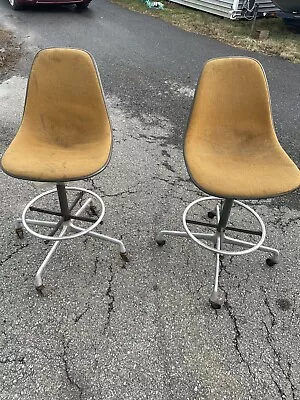 2 HERMAN MILLER DRAFTING STOOLS  Bar Counter Swivel Chair Mid Century Modern • $499.99