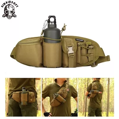 Tactical Military Shoulder Waist Bum Bag Fanny Camping Hiking Water Bottle Pack • $24.19