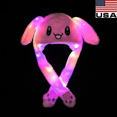 $9.45 • Buy Cute Animals Ear LED Hats Funny Rabbit Bunny Ears Flap Moving Jumping Caps USA