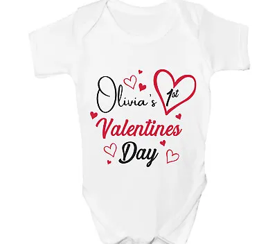 £6.99 • Buy Valentines Day Baby Grow Personalised First 1st Cute Hearts Vest Bodysuit Gift