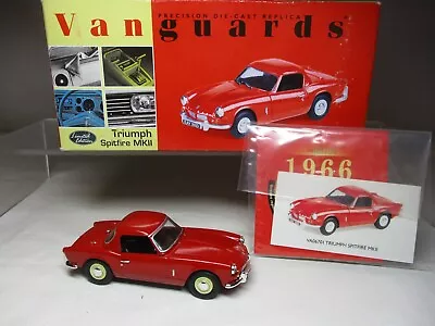 Vanguards 1/43 Triumph Spitfire MkII Signal Red Limited VA06701 • £14