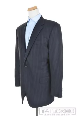 HICKEY FREEMAN Blue Striped 150s Wool Mens Blazer Sport Coat Jacket - 46 XL • $45