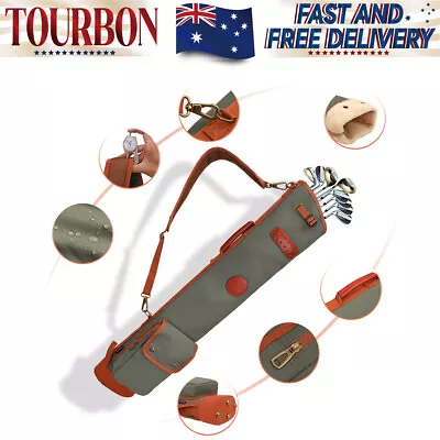 Tourbon Golf Clubs Carry Bag Sunday Case Travel Pack Green Canvas Portable In AU • $134.99