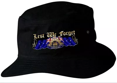 Australian Lest We Forget ANZAC DAY ARMY FLAGS Bucket Hat SML/MED • $21.95