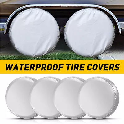 Set Of 4 Tire Covers Wheel RV Motorhome Trailer Car Sun Protector Fit 30  To 32  • $21.99