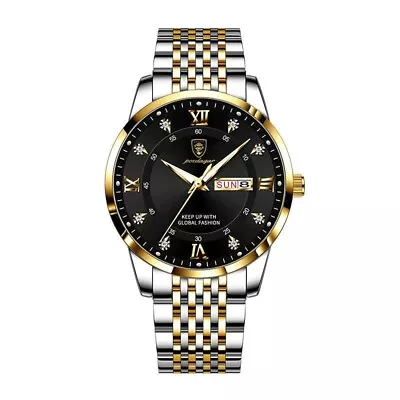 Men's Calendar Watch Wrist Watches Waterproof Luxury Stainless Steel Luminous UK • £13.99