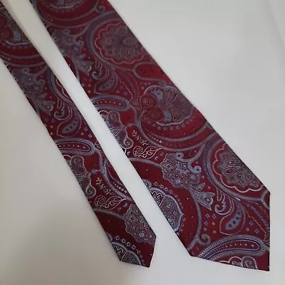 Mens Silk Tie Necktie 59x3.5 Red Paisley Van Heusen Mint • $9.94