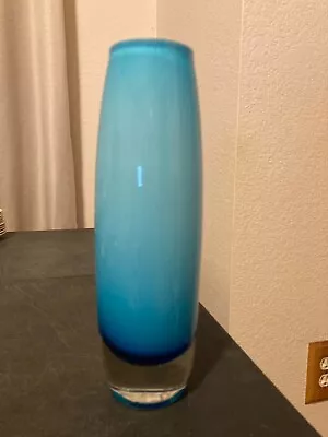 Venetian Blown Glass Flute Vase Sea Water (Made Murano Glass) • $60.95