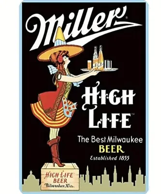 Miller Brewing High Life Girl Beer Retro Bar Maid Tin Sign  • $9.99