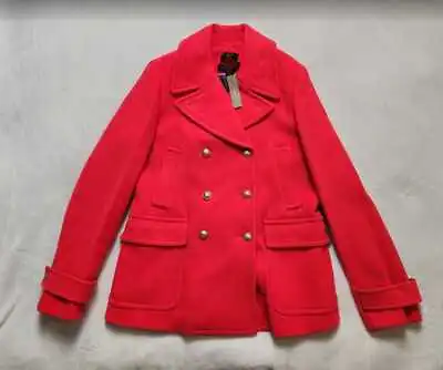 New Women's J Crew Stadium Cloth Majesty Peacoat Pea Coat In Electric Red • $179.99