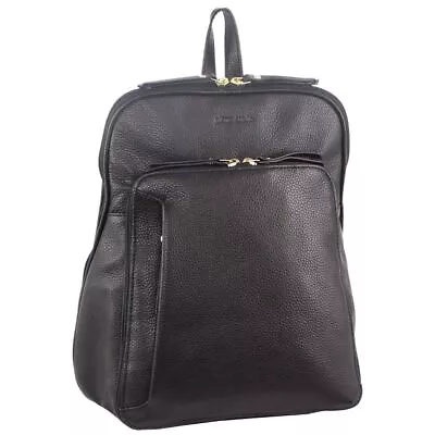 Pierre Cardin Leather Backpack With Pocket Front - Black • $110