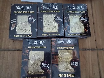 Limited Edition Gold Metal Yu-Gi-Oh! Set Of Egyptian God Cards - Price Cut • £89.99