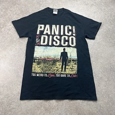 Mens/Unisex Gildan Panic At The Disco Black Graphic T-shirt Too Weird To Live • £20