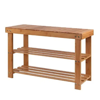 $49.94 • Buy Artiss Shoe Rack Cabinet Bamboo Bench Wooden Storage Shelf Stand Organiser Stool