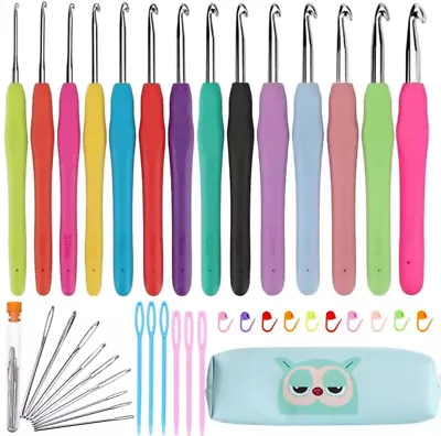 Crochet Hooks Set Clover Amour Steel Pastel 14 Pcs Ergonomic Easy Grip Bright • $14.94