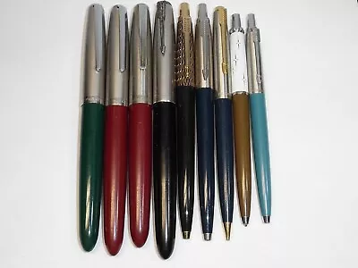 Vintage Parker Fountain Pen And Ballpoint Pen Lot. 9 Pens Total. Parker 51 21 • $41