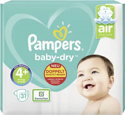 Pampers Baby Dry Diapers Size 4 Plus 10 To 15kg Contents 31 Count • £12.96