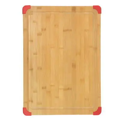 15-inch By 21-inch Bamboo Wood Cutting Board With Red Non-slip Corners • $21.56