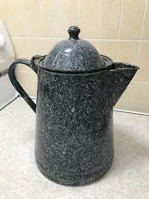 Rare Near Mint 1900 Greens/black/white Coffee Pot Graniteware Enamelware Antique • $139