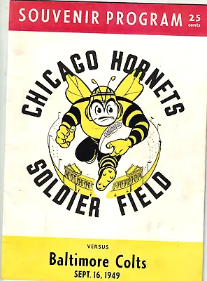 1949 Baltimore Colts (Y.A. Tittle QB) At Chicago Hornets Sept. 16 Program AAFC • $75