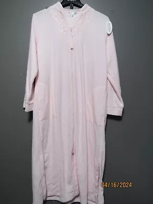 Nwt Women's Miss Elaine Lux Terry Robe Pockets Long Pink L Nwt • $39.99