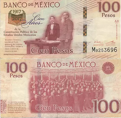 100 Pesos Mexico Bill 2016 Cien AÑos De La Contitucion Politica • $15.99