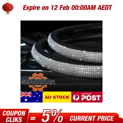 Crystal Steering Wheel Leather Cover Bling Rhinestone Car Protection Universal • $15.29