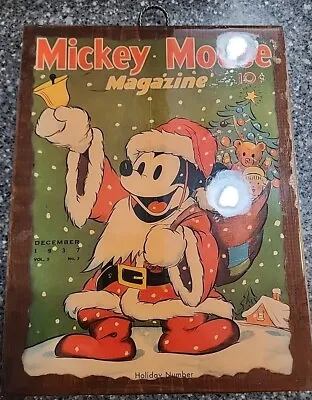 Mickey Mouse Magazine 1937 Vol3 No.3 On A Wooden Plaque • $50