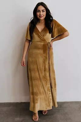 New BALTIC BORN Gold Meghan Velvet Wrap Dress Size XXL • $50