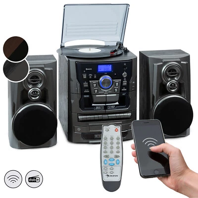 Stereo System Turntable Hifi System Record CD Player Bluetooth Speaker DAB+ Wood • £249.99