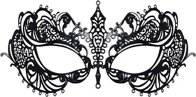 Bristol Novelty Black Metal Sexy Filigree Eye Mask Masquerade Halloween Party • £9.99