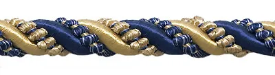 Gold Navy Blue 7/16  Decorative Rope Cord Admiralty [10 Yards] • $24.98