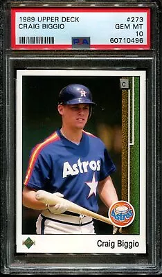 1989 Upper Deck #273 Craig Biggio Rc Astros Hof Psa 10 • $27.99