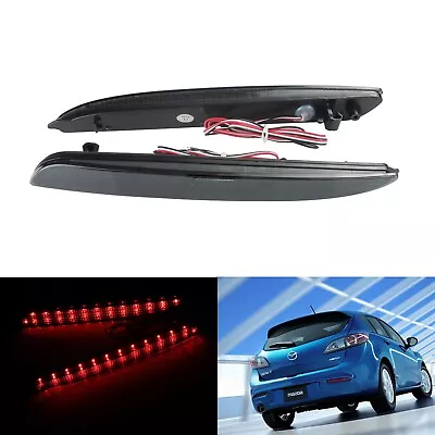 2x Black Lens LED Rear Bumper Reflector Tail Brake Light For 04-09 Mazda 3 Axela • $19.99