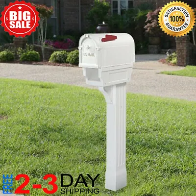 White Post Mount Mailbox Mail Box Weather Vandal Resistant Holder PP300CWH • $62.99
