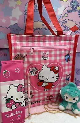 Hello Kitty Lunch Bag School Sanrio Bundle Pencil Case Plush Charm Key Chain Pen • $34.80