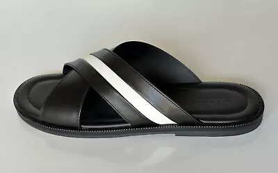 NIB $560 Bally Men's Jaabir Leather Black Slides Sandals 9.5 US (42.5) 6231507 • $296.99