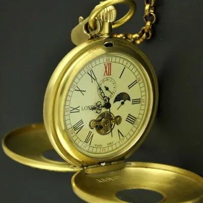 £39.83 • Buy Luxury Tourbillon Moon Phase Double Hunter Swiss 1882'S Mechanical Pocket Watch